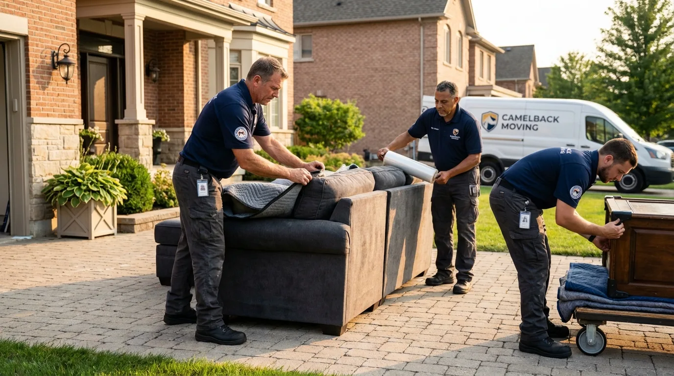 Large estate moving crew wrapping furniture in New Cumberland, PA