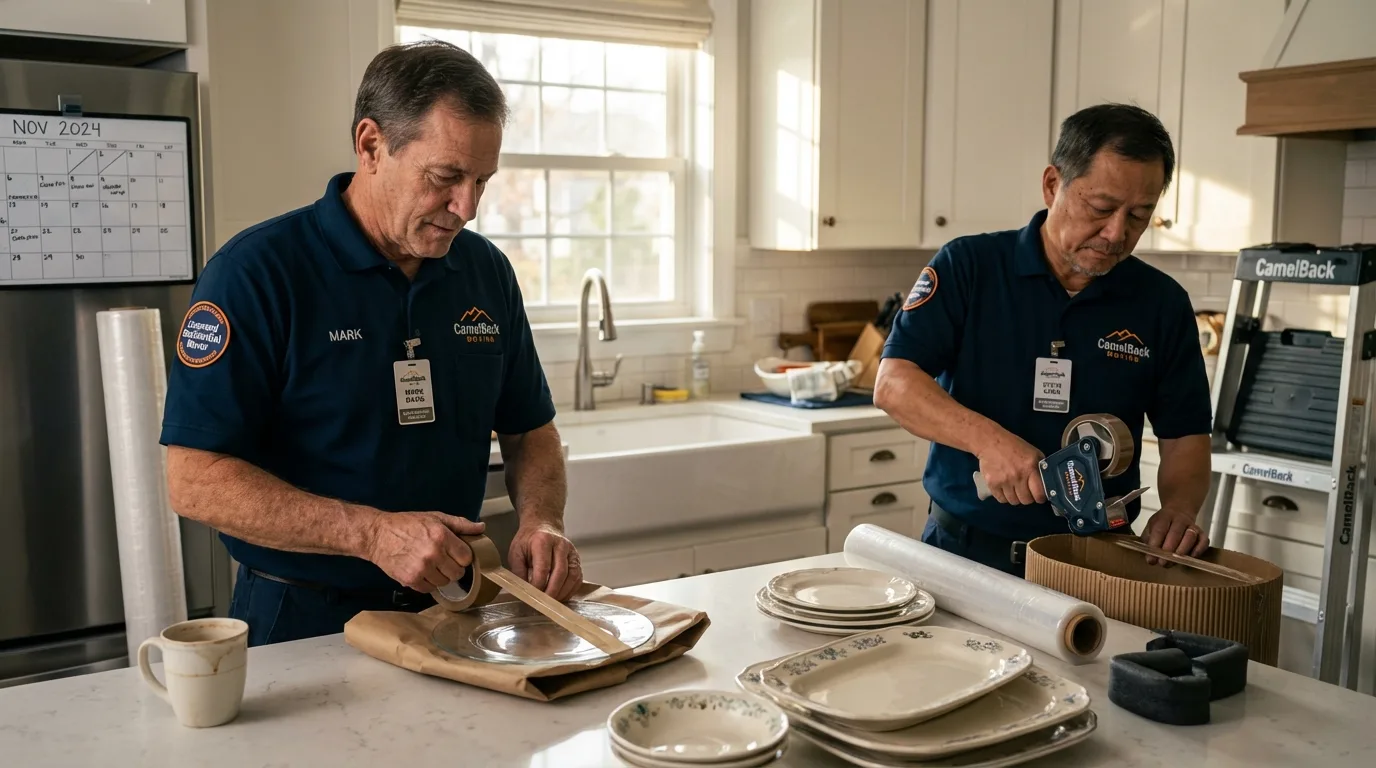 Professional crew packing kitchen dishware in New Cumberland, PA